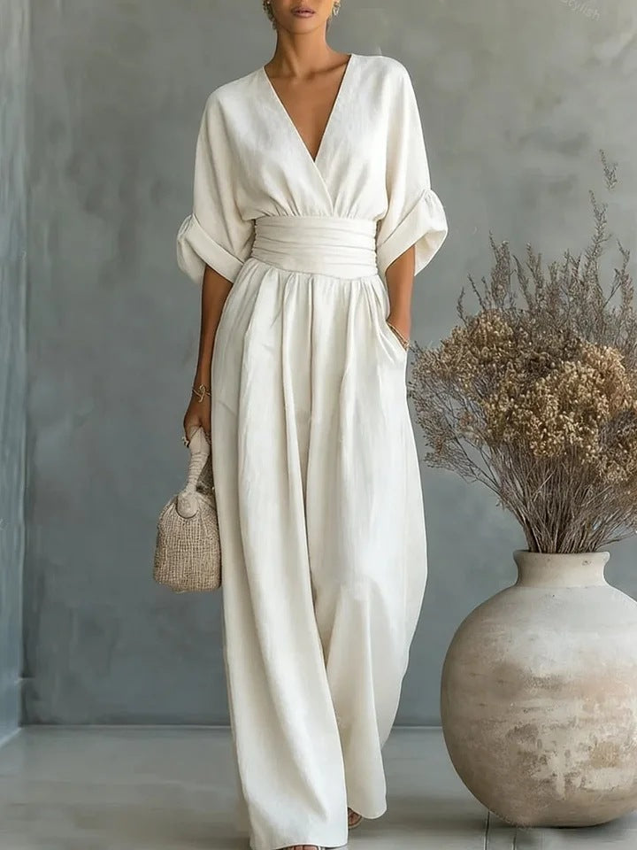 Sculptural Flowy Wide-Leg Jumpsuit - Seldom Seen Styles