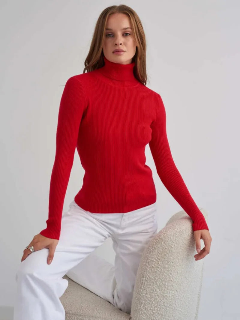 Bornladies Basic Turtleneck Dam Tröjor Höst Vinter Toppar Slim Dam Pullover Stickad Tröja Jumper Soft Warm Pull