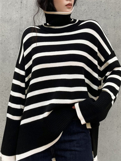 Tracy - Oversized Striped Turtleneck Sweater