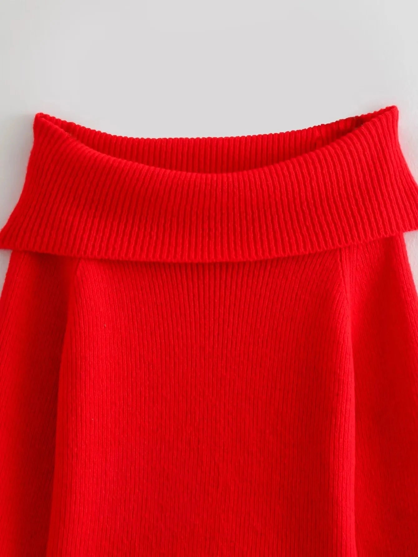 TRAFZA Damen Fashion Solid Off Shoulder Pullover Langarm Strickpullover Pullover Herbst Weiblich Lässige Strickmode Chic Top