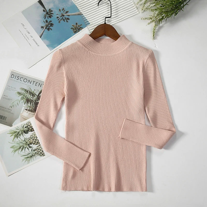 Women Spring Turtleneck Sweater Knitted Soft Pullovers cashmere Jumpers Basic Solid Soft Sweaters Women Autumn Winter Casual Top