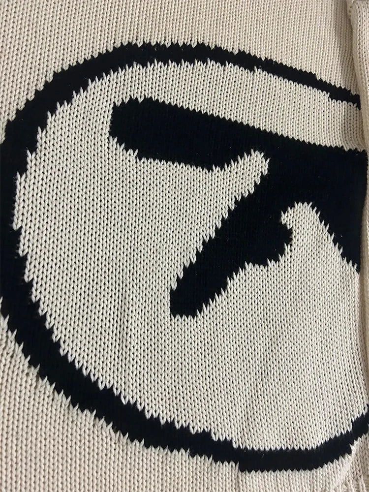 Damtröja Aphex Twin Knit Y2k hösttröja Långärmade toppar Vintage stickade kläder Jumper Streetwear Koreanska damkläder