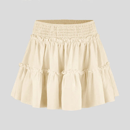 Cyflymder Élégante Jupe-short à Taille Haute Élastique pour Femme, Doublée, Coupe Évasée, Mode, Qualité Supérieure, Jupe Courte Fronsée