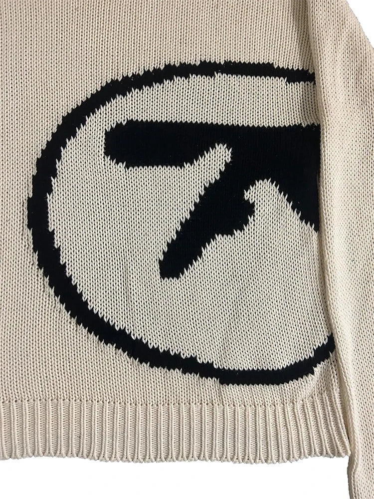 Damtröja Aphex Twin Knit Y2k hösttröja Långärmade toppar Vintage stickade kläder Jumper Streetwear Koreanska damkläder