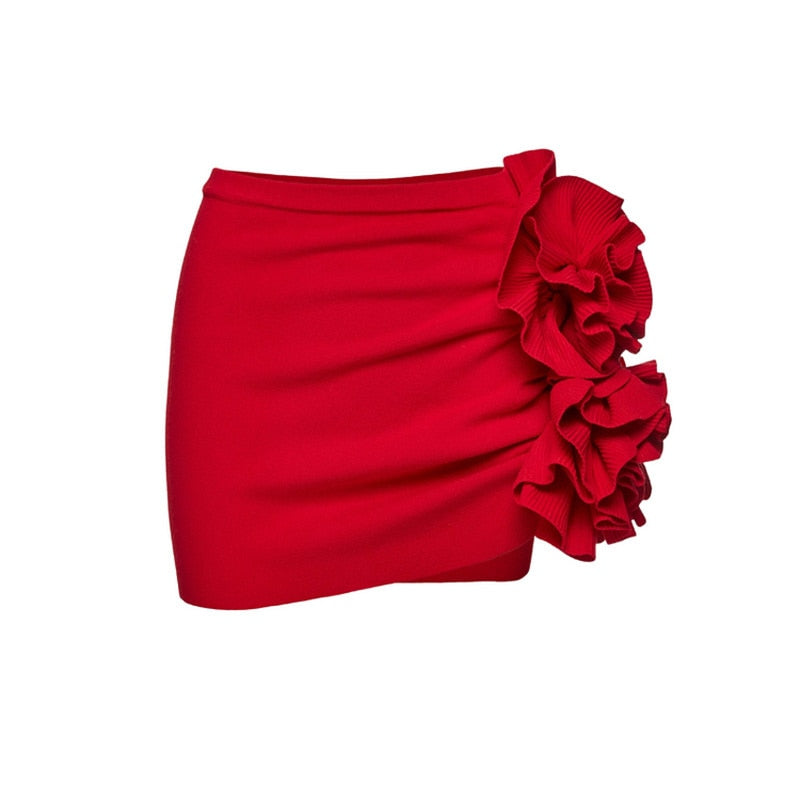 HANNA RED Bodysuit and SKIRT with ROSE BOWS 2 PIECE SET - Seldom Seen Styles