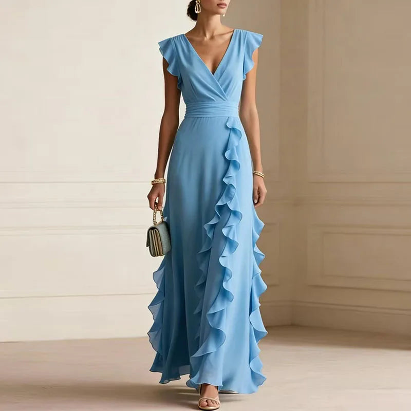 Patricia Ruffle Trim Maxi Dress - Seldom Seen Styles