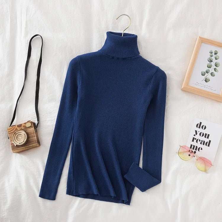 Women Spring Turtleneck Sweater Knitted Soft Pullovers cashmere Jumpers Basic Solid Soft Sweaters Women Autumn Winter Casual Top