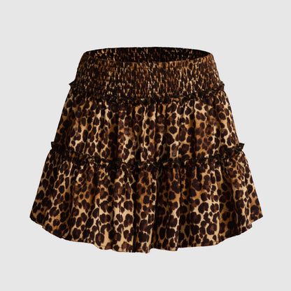 Cyflymder Élégante Jupe-short à Taille Haute Élastique pour Femme, Doublée, Coupe Évasée, Mode, Qualité Supérieure, Jupe Courte Fronsée