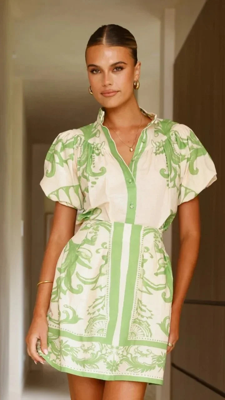Kelsey Linen Floral Two-piece Dress - Seldom Seen Styles