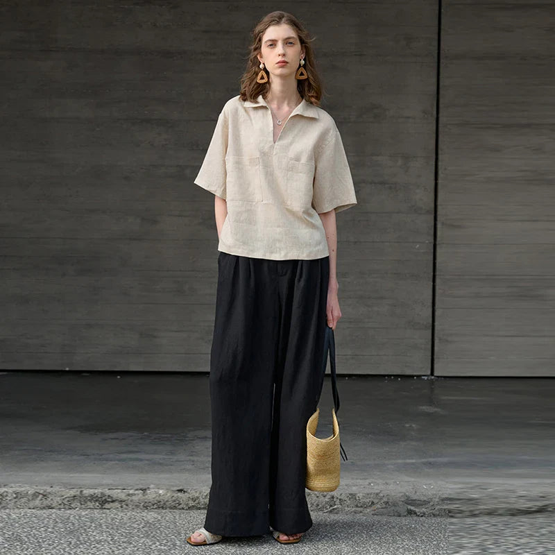 The Easy Linen Polo Top