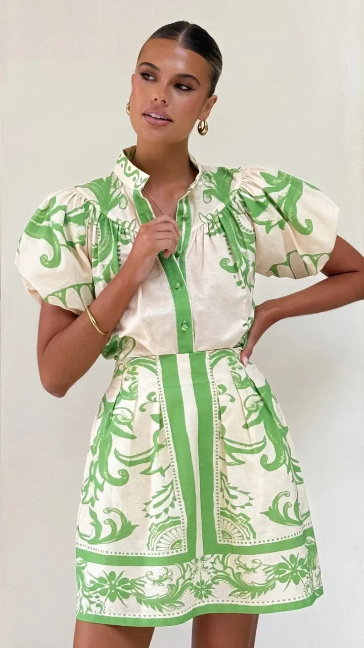 Kelsey Linen Floral Two-piece Dress - Seldom Seen Styles