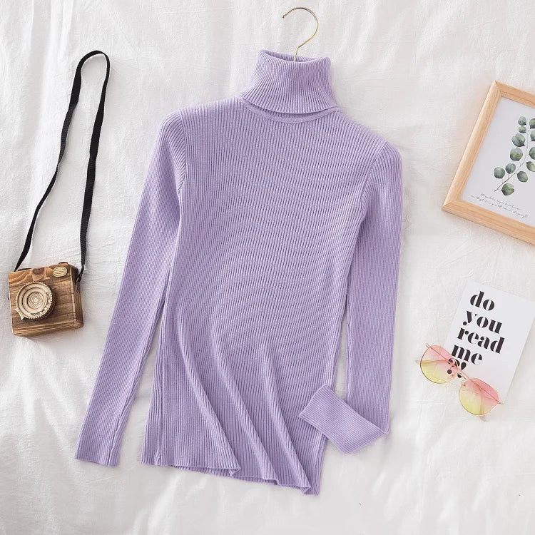 Women Spring Turtleneck Sweater Knitted Soft Pullovers cashmere Jumpers Basic Solid Soft Sweaters Women Autumn Winter Casual Top