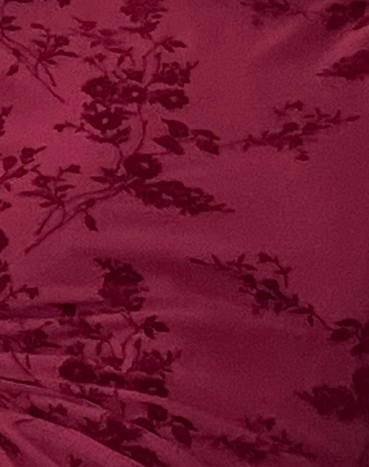 Sevila Long Sleeve Mini Dress in Flocked Botanical Flower Maroon - Seldom Seen Styles