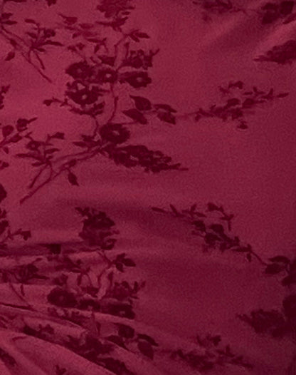 Mini-robe à manches longues Sevila en velours fleuri bordeaux