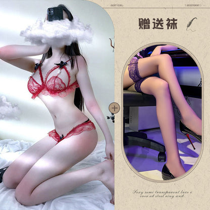 Sexy Lingerie Women's Bikini Three-Piece Pearl Thong Bra Passion Set - Seldom Seen Styles