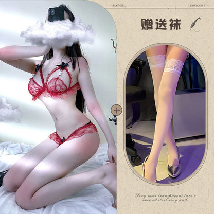 Sexy Lingerie Women's Bikini Three-Piece Pearl Thong Bra Passion Set - Seldom Seen Styles