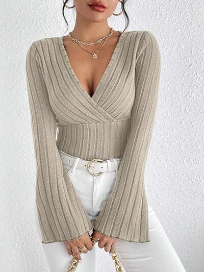 Sexy Ribbed Flare Sleeve Top - Seldom Seen Styles