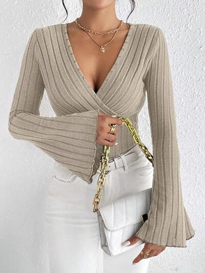Sexy Ribbed Flare Sleeve Top - Seldom Seen Styles