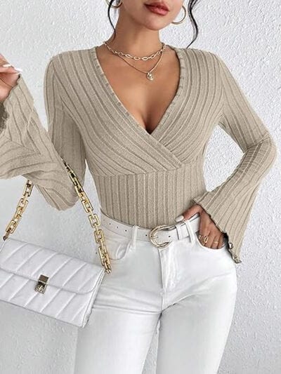 Sexy Ribbed Flare Sleeve Top - Seldom Seen Styles
