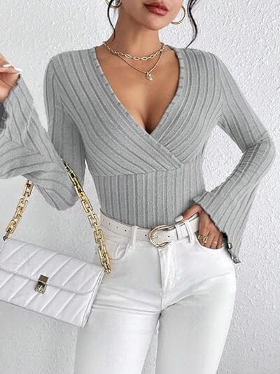 Sexy Ribbed Flare Sleeve Top - Seldom Seen Styles