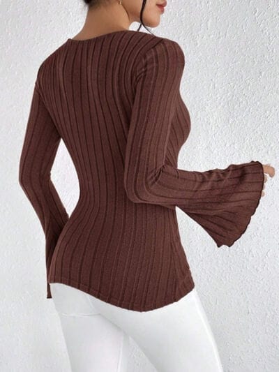 Sexy Ribbed Flare Sleeve Top - Seldom Seen Styles