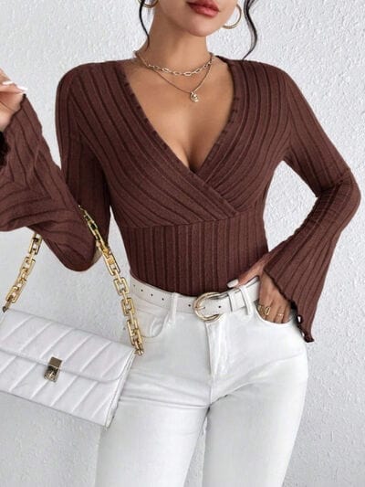 Sexy Ribbed Flare Sleeve Top - Seldom Seen Styles