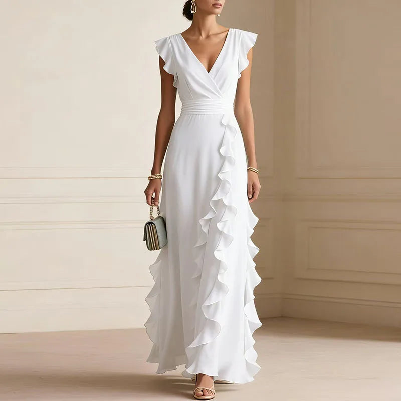 Patricia Ruffle Trim Maxi Dress - Seldom Seen Styles