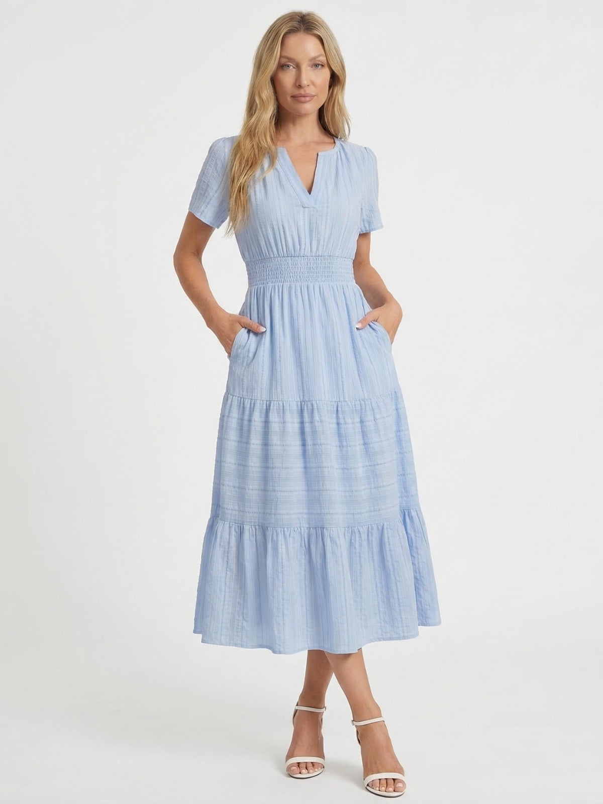 Short Sleeve Tiered Midi Dress - Seldom Seen Styles