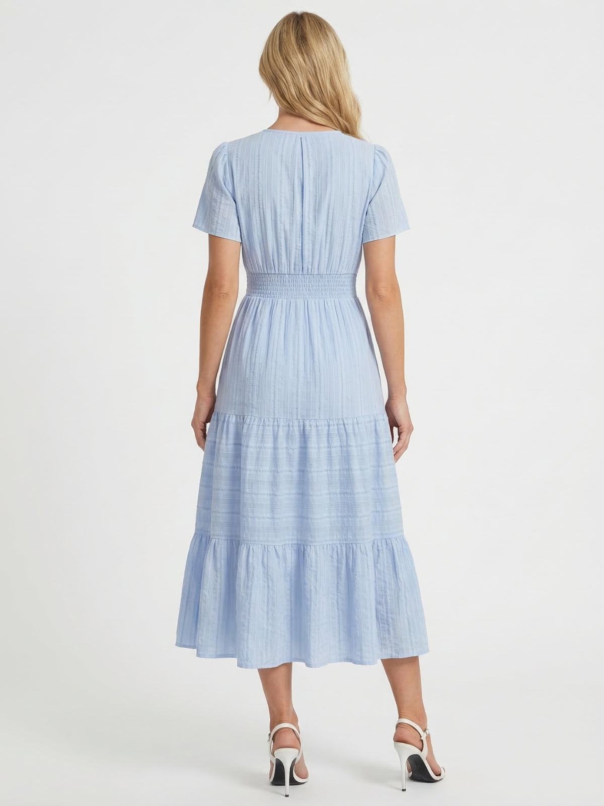Short Sleeve Tiered Midi Dress - Seldom Seen Styles
