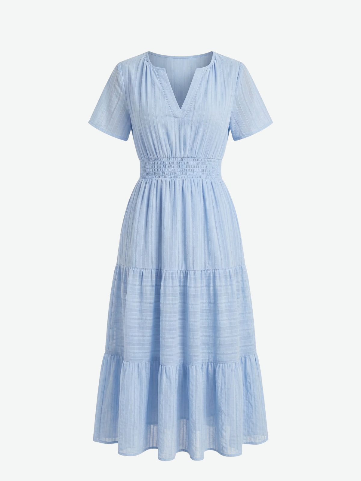 Short Sleeve Tiered Midi Dress - Seldom Seen Styles
