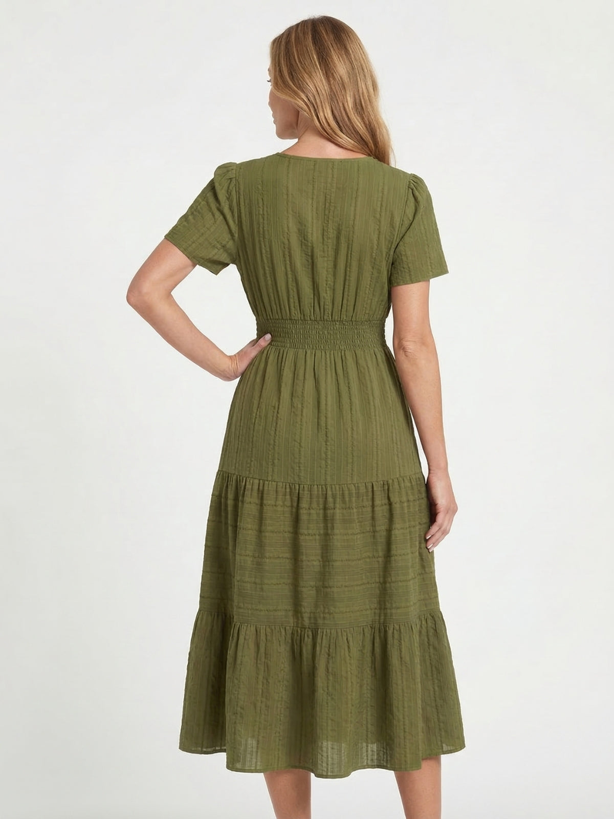 Short Sleeve Tiered Midi Dress - Seldom Seen Styles