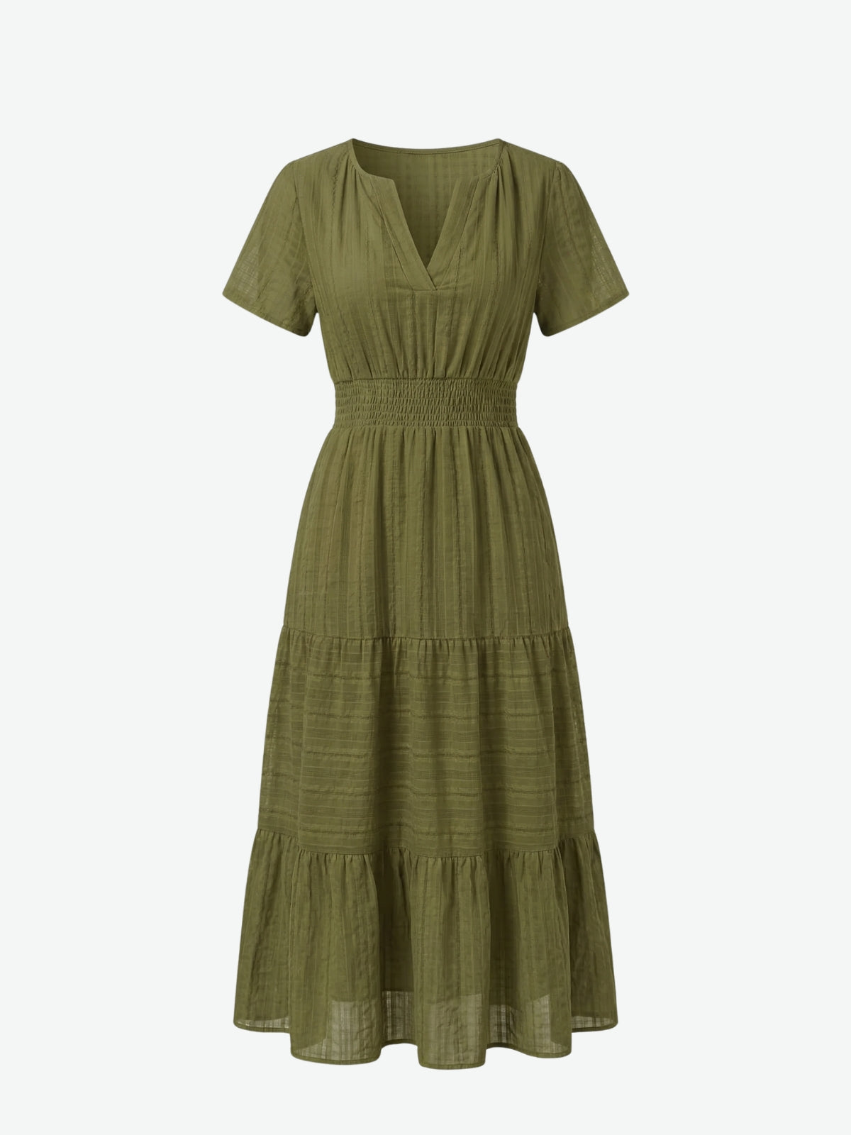 Short Sleeve Tiered Midi Dress - Seldom Seen Styles