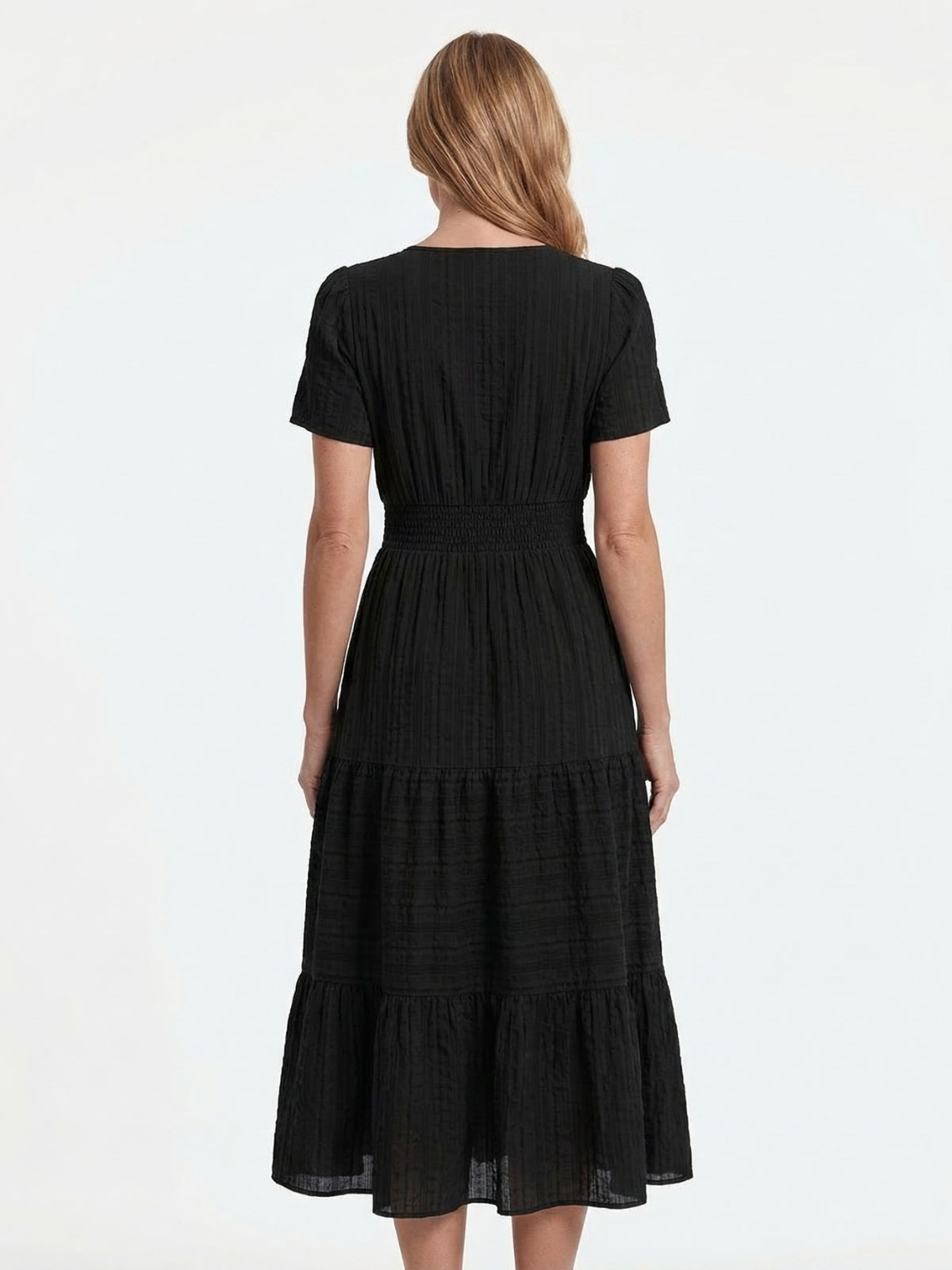 Short Sleeve Tiered Midi Dress - Seldom Seen Styles