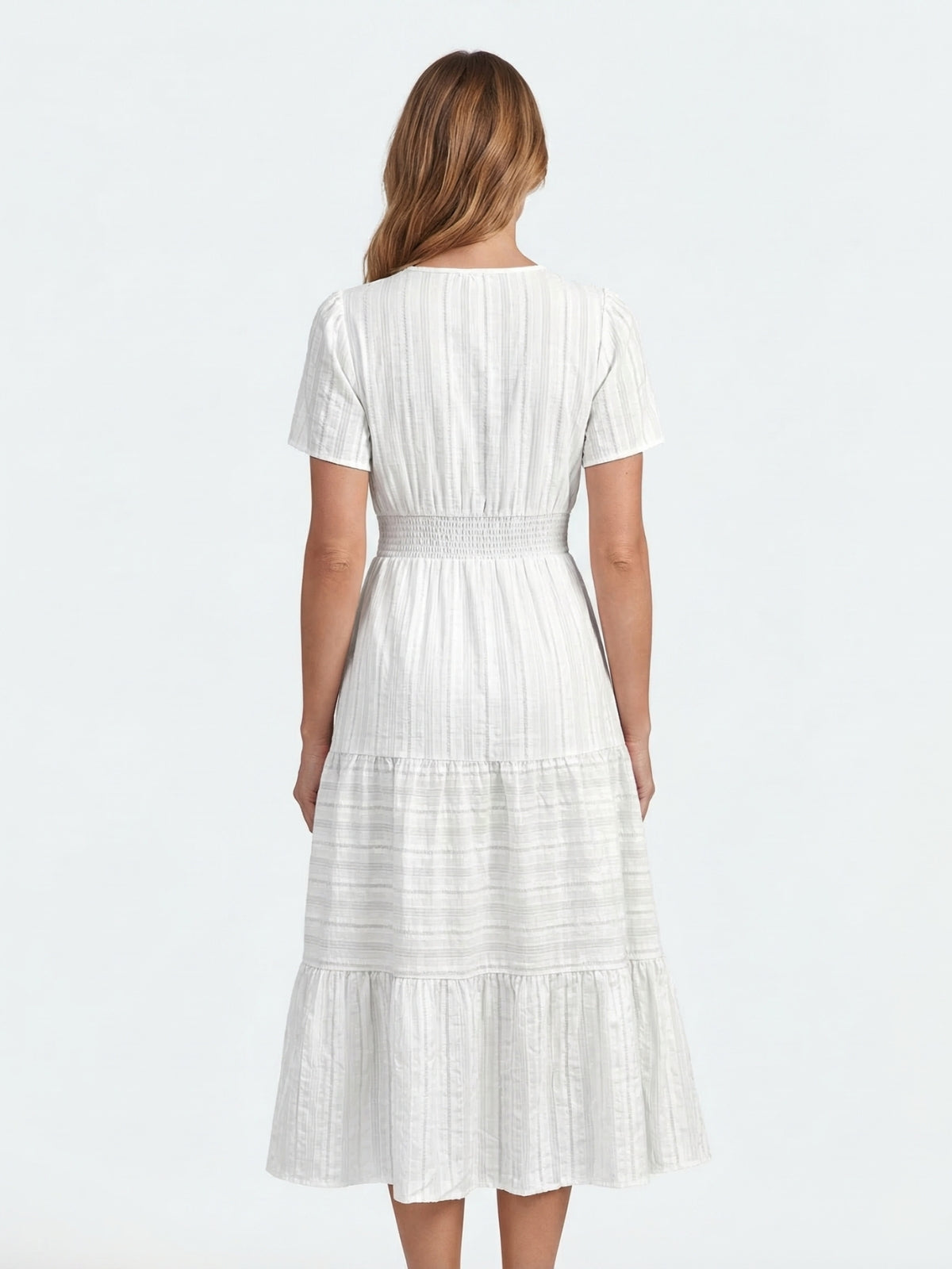 Short Sleeve Tiered Midi Dress - Seldom Seen Styles