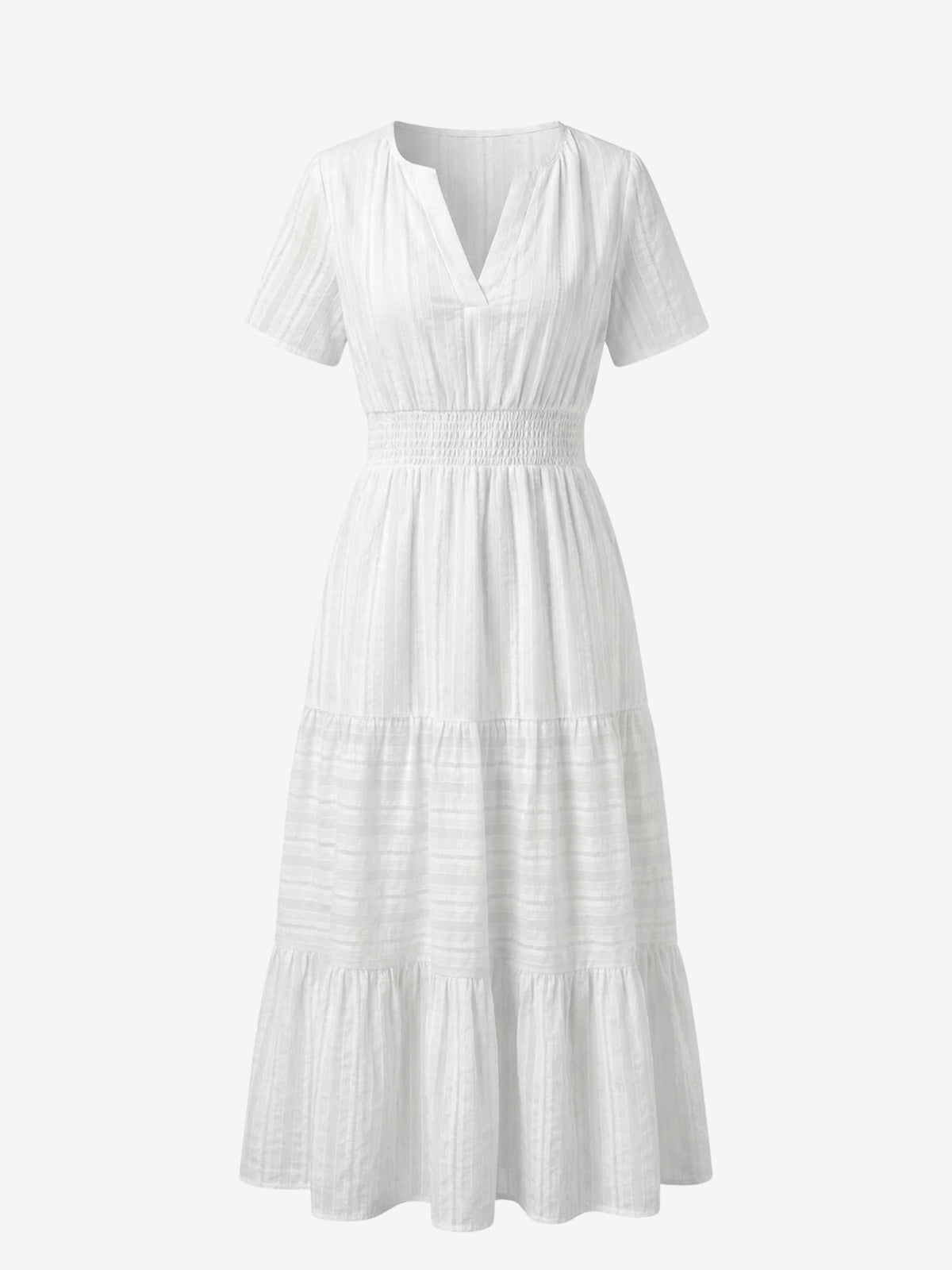 Short Sleeve Tiered Midi Dress - Seldom Seen Styles