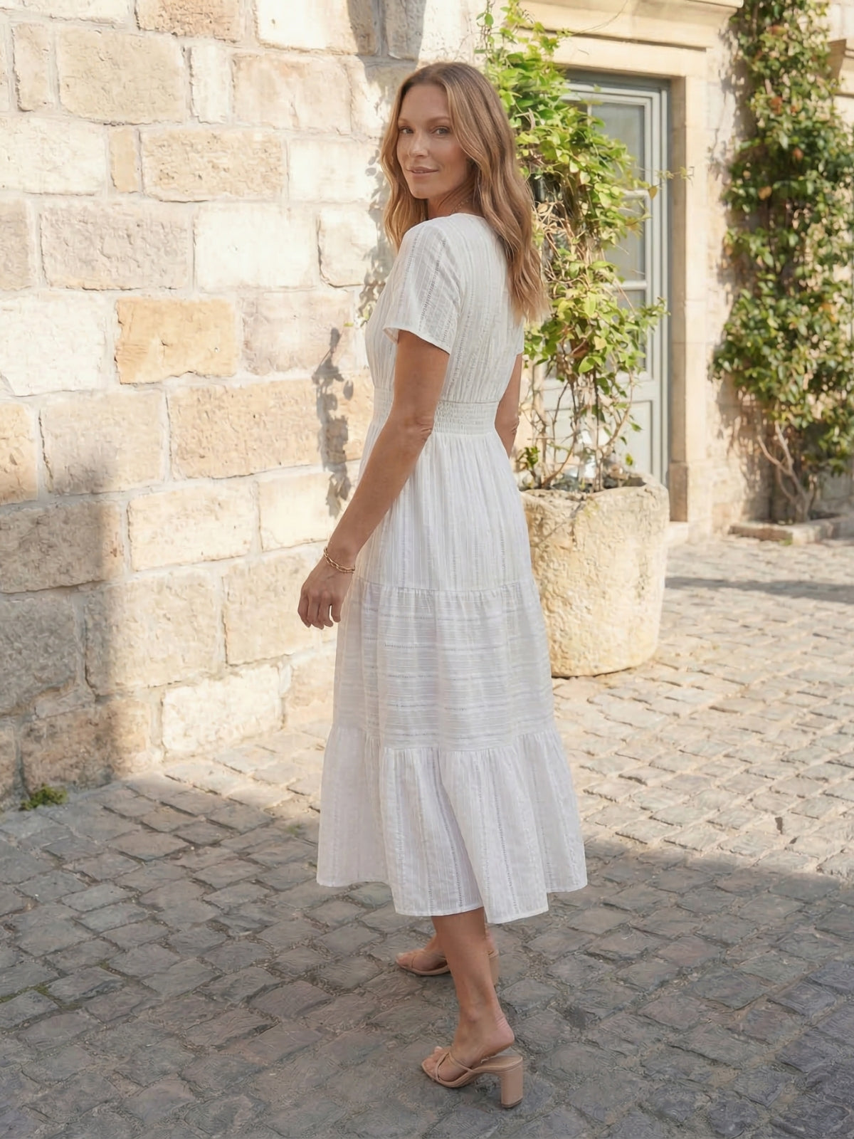 Short Sleeve Tiered Midi Dress - Seldom Seen Styles