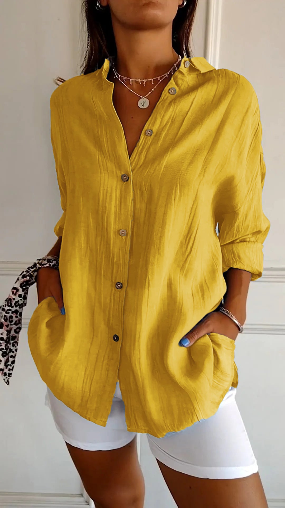 Single-breasted Pleated Lapel Shirt - Seldom Seen Styles
