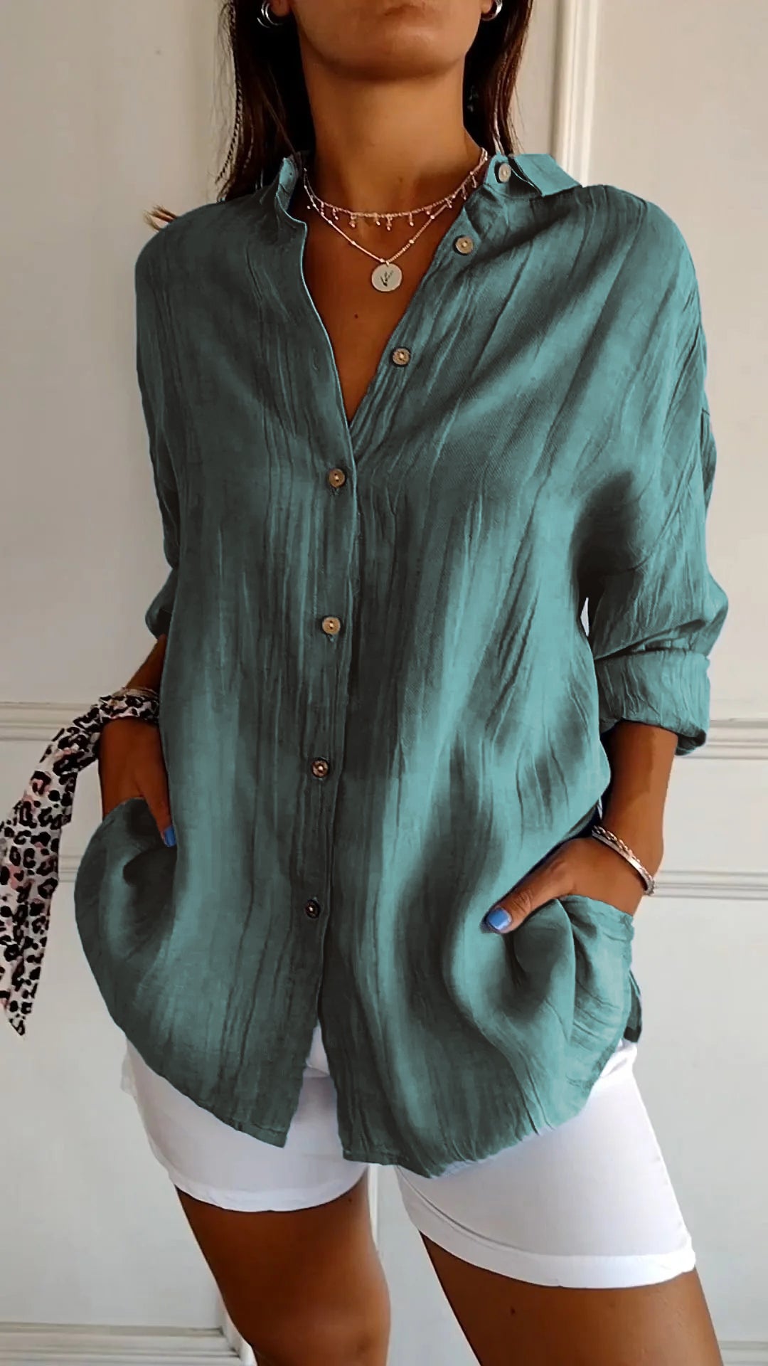 Single-breasted Pleated Lapel Shirt - Seldom Seen Styles