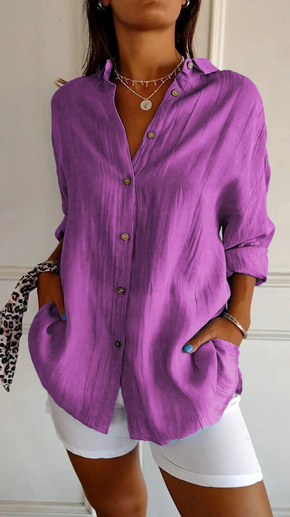 Chemise à col plissé et boutonnage simple