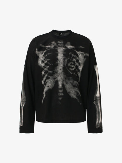 Skelett-Grafik-Waffel-Sweatshirt
