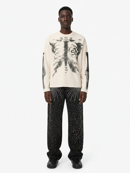 Skelett-Grafik-Waffel-Sweatshirt