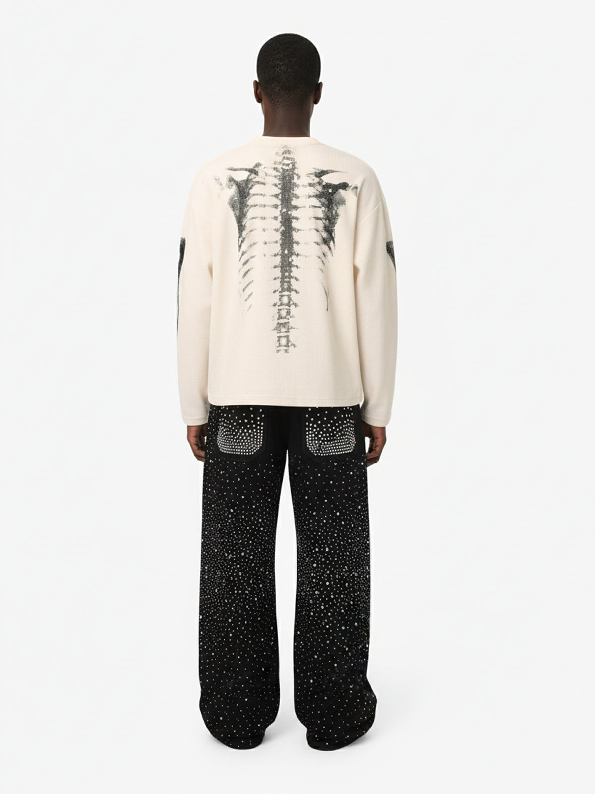 Skeleton Graphic Waffle Sweatshirt - Seldom Seen Styles