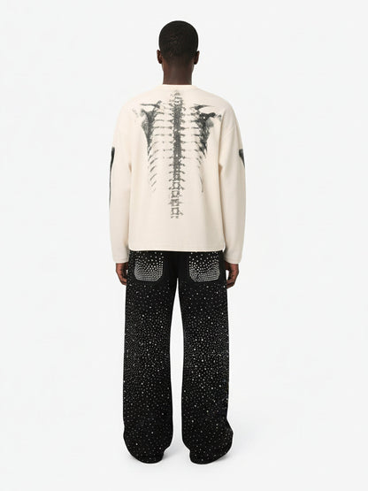 Skelett-Grafik-Waffel-Sweatshirt