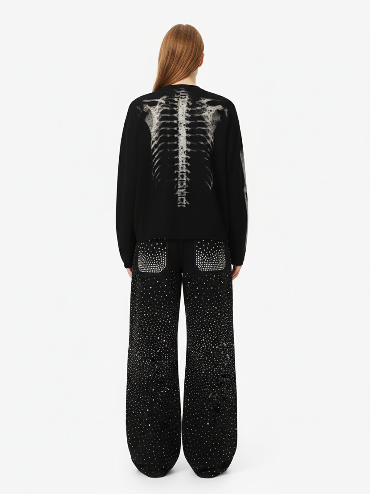 Skeleton Graphic Waffle Sweatshirt - Seldom Seen Styles