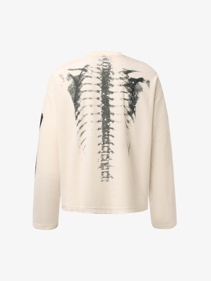 Skelett-Grafik-Waffel-Sweatshirt