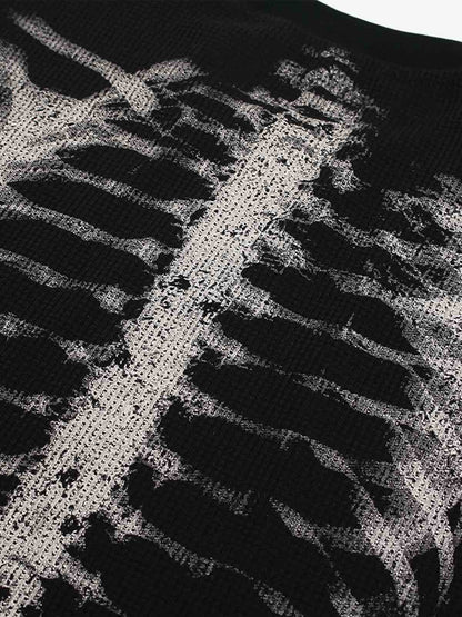 Skelett-Grafik-Waffel-Sweatshirt