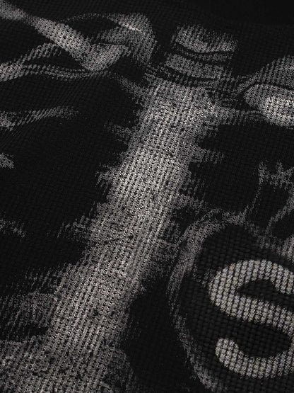 Skelett-Grafik-Waffel-Sweatshirt