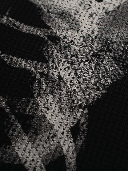 Skelett-Grafik-Waffel-Sweatshirt