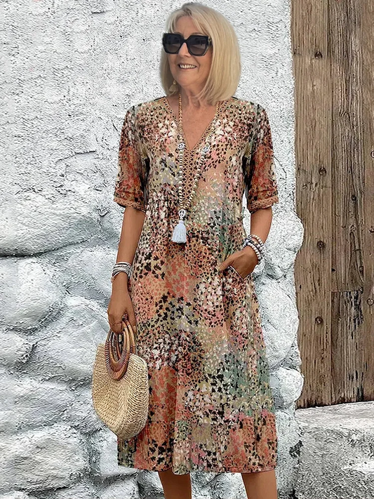 Sofia | Elegant Floral Midi Dress with Tummy Coverage - Seldom Seen Styles