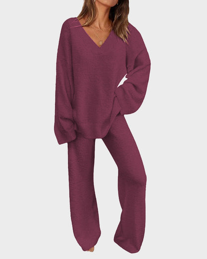 Ensemble de détente doux et moelleux à col en V